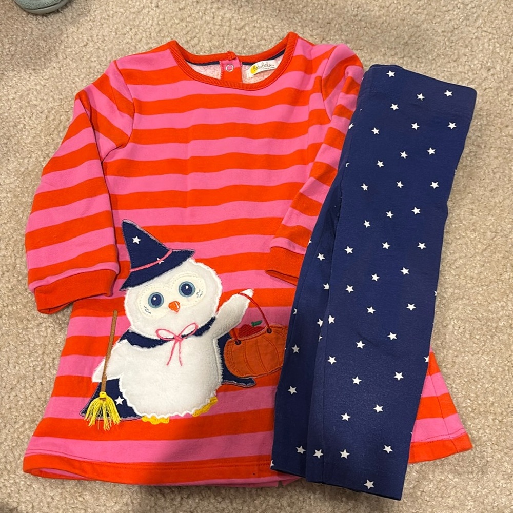 Baby Boden Halloween ghost tunic set 18-24 like new